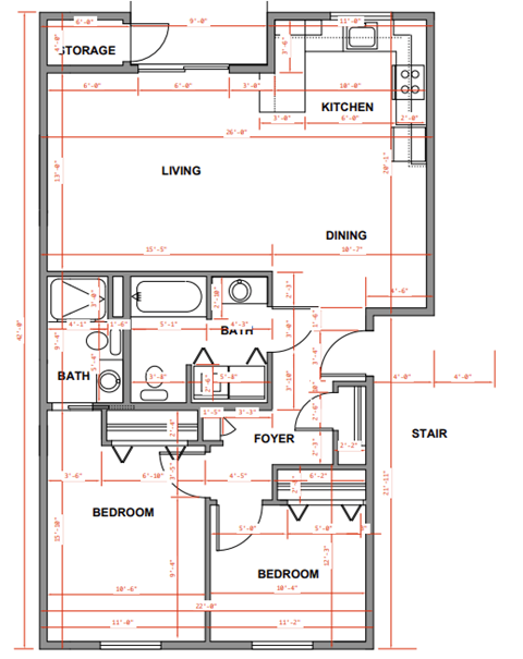 a floor plan of a house with bedrooms and a living room